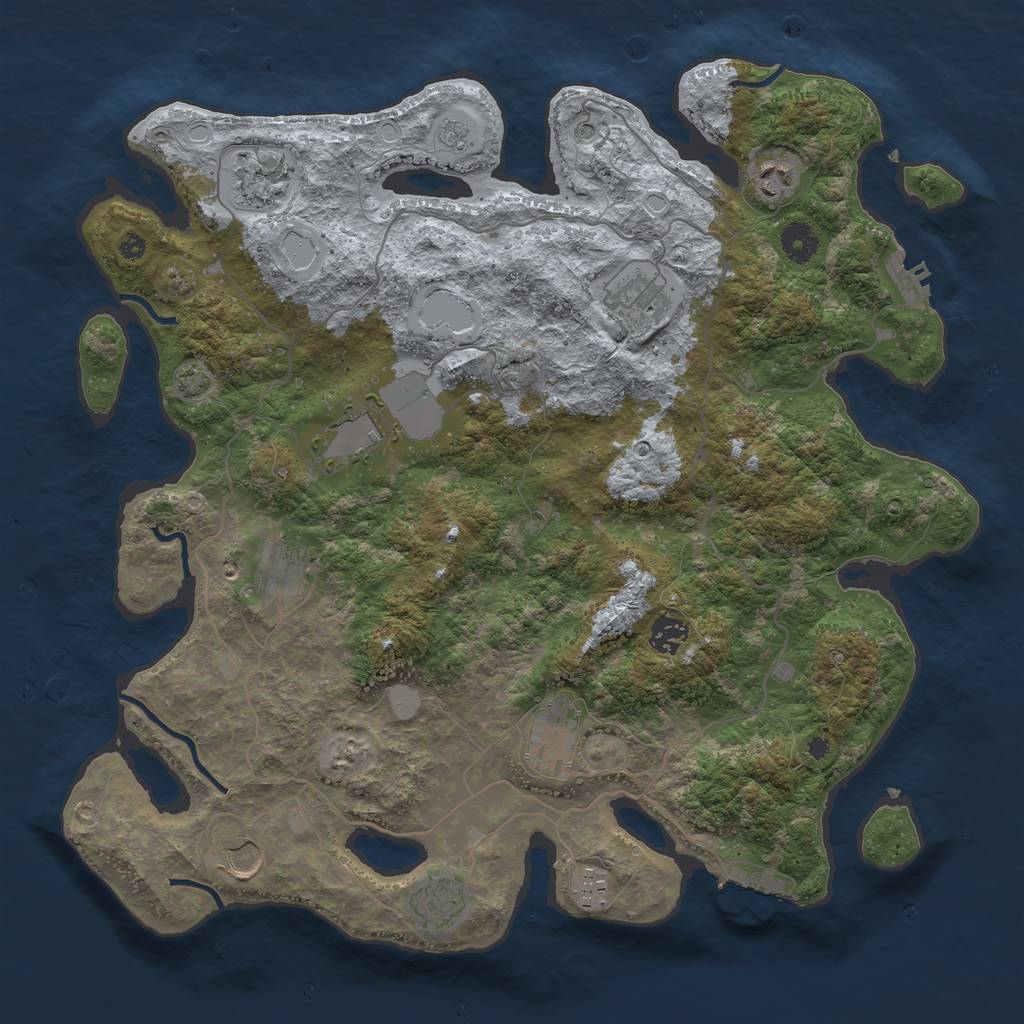 Rust Map: Procedural Map, Size: 4000, Seed: 64216420, 18 Monuments