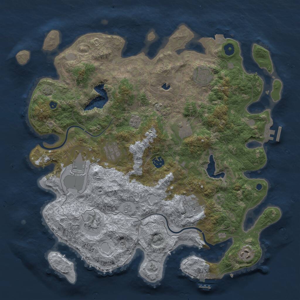 Rust Map: Procedural Map, Size: 4000, Seed: 9057623, 15 Monuments