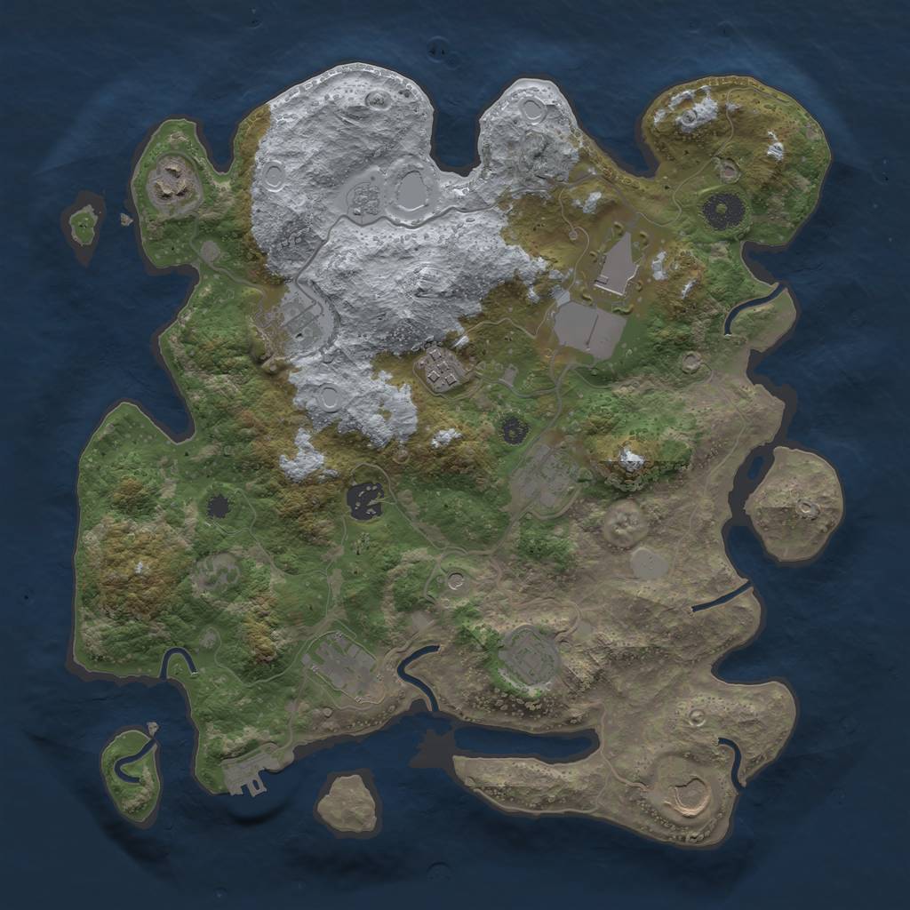 Rust Map: Procedural Map, Size: 3500, Seed: 3345322, 17 Monuments