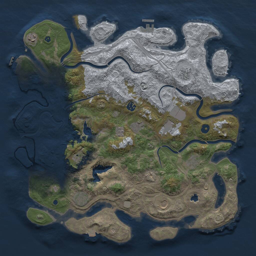 Rust Map: Procedural Map, Size: 4300, Seed: 227252258, 16 Monuments