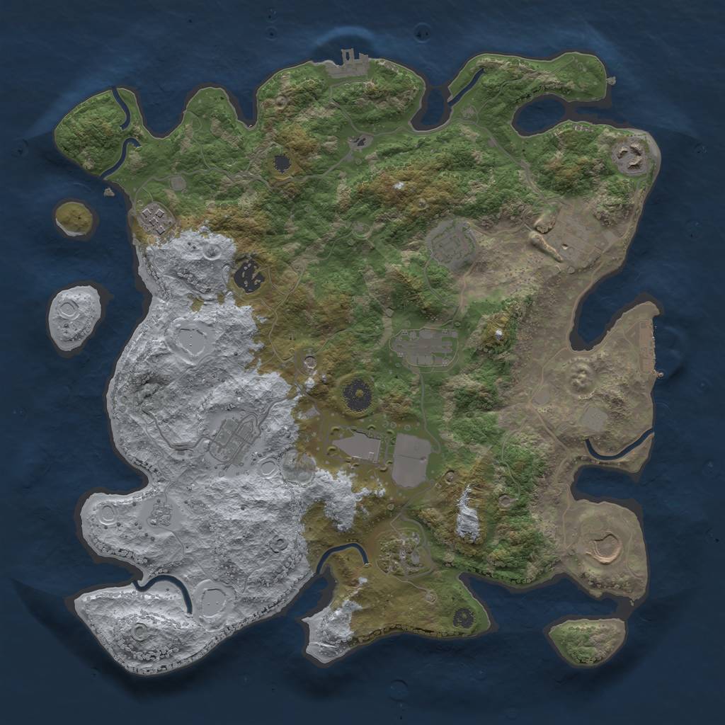 Rust Map: Procedural Map, Size: 3653, Seed: 4767, 17 Monuments