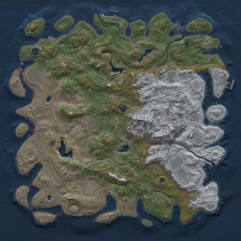 Rust Map: Procedural Map, Size: 5000, Seed: 4551185, 17 Monuments