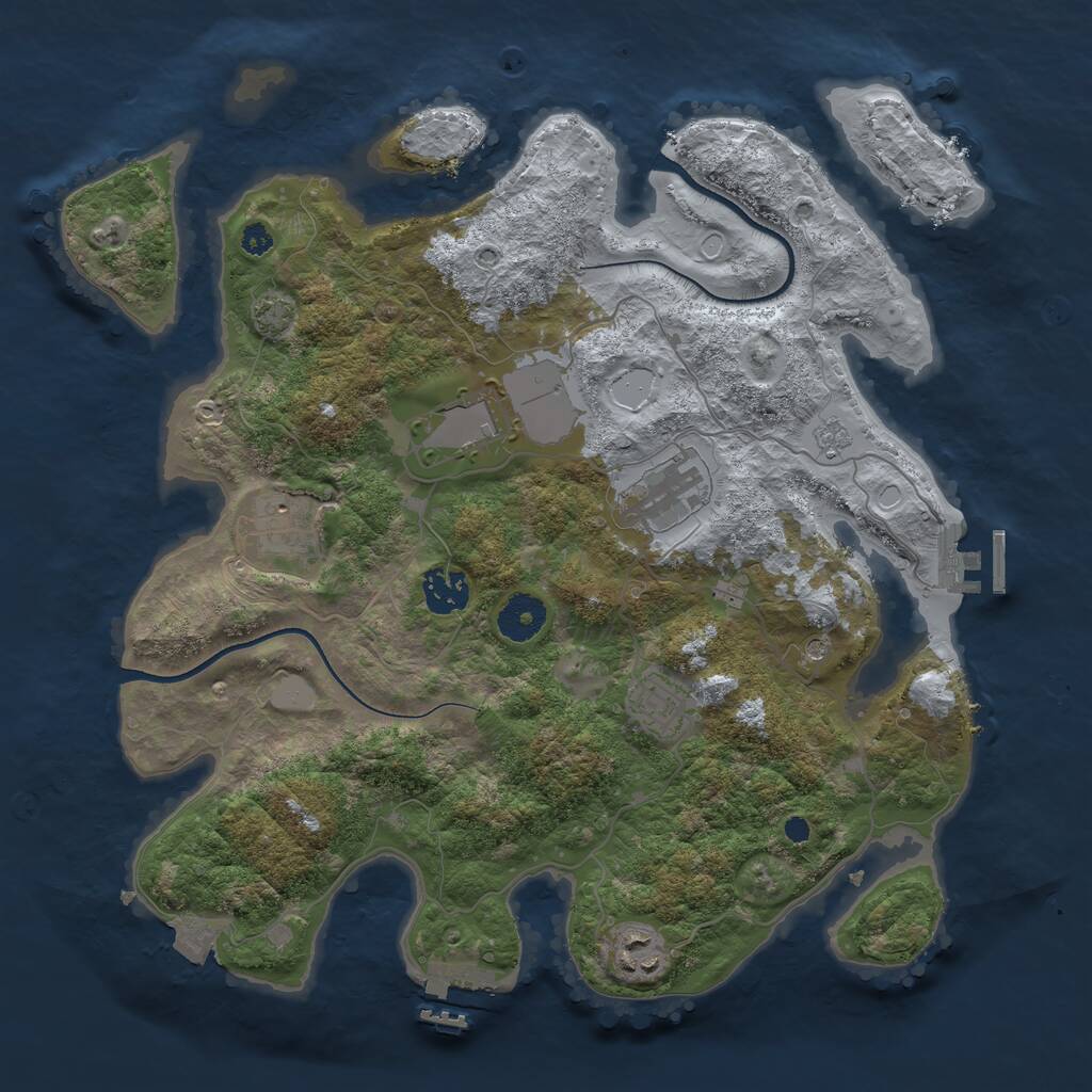 Rust Map: Procedural Map, Size: 3500, Seed: 1139211407, 12 Monuments