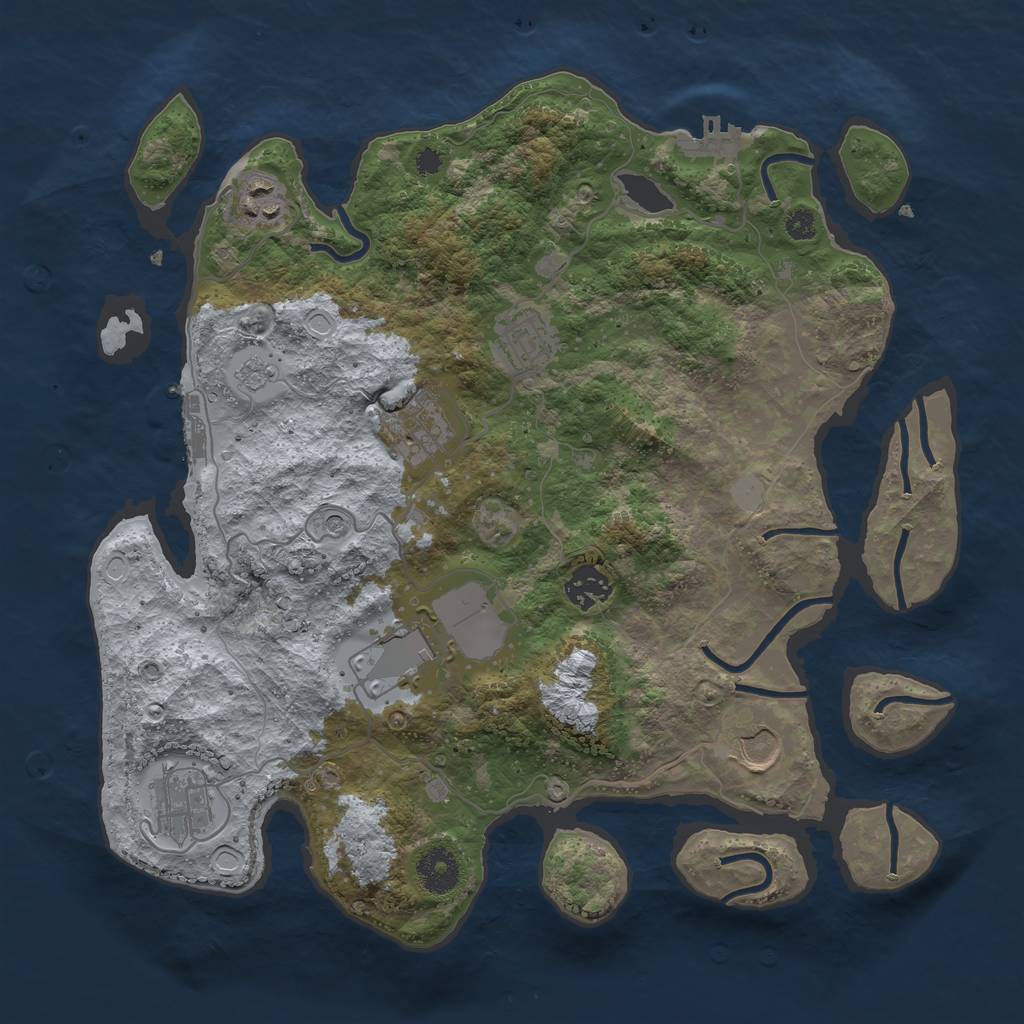 Rust Map: Procedural Map, Size: 3500, Seed: 887321, 14 Monuments