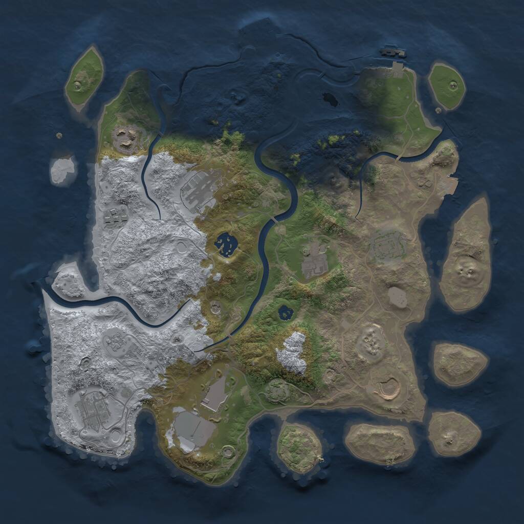 Rust Map: Procedural Map, Size: 3500, Seed: 887321, 15 Monuments