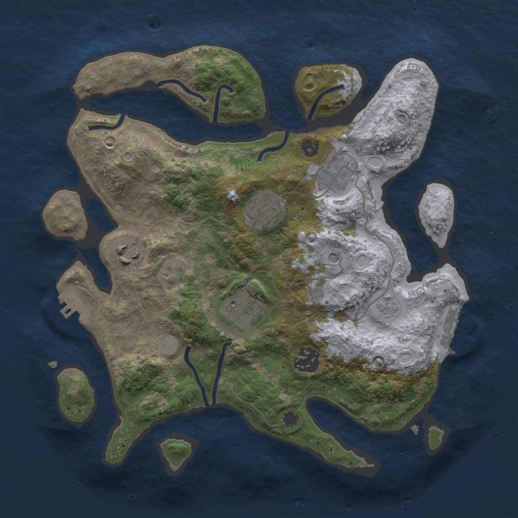 Rust Map: Procedural Map, Size: 3000, Seed: 1895484338, 14 Monuments