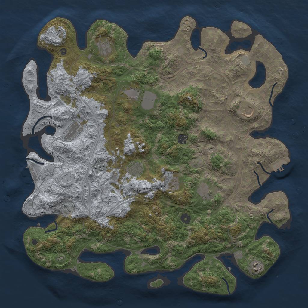 Rust Map: Procedural Map, Size: 4500, Seed: 54545, 19 Monuments