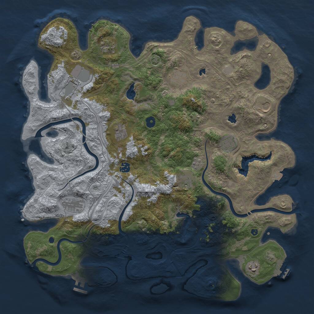 Rust Map: Procedural Map, Size: 4500, Seed: 54545, 17 Monuments