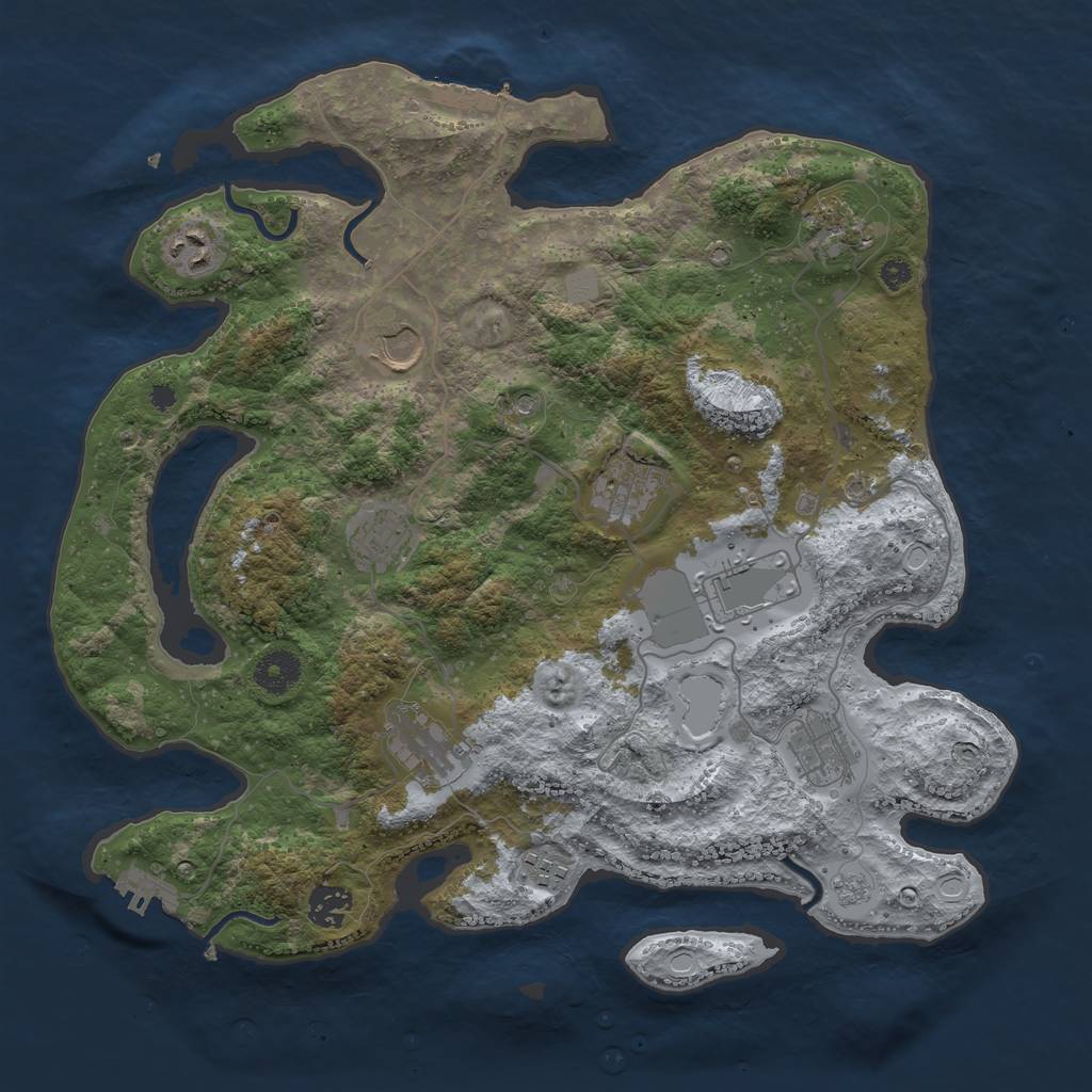 Rust Map: Procedural Map, Size: 3700, Seed: 932410645, 19 Monuments