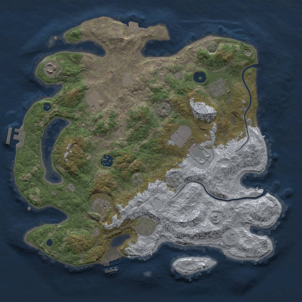 Rust Map: Procedural Map, Size: 3700, Seed: 932410645, 14 Monuments