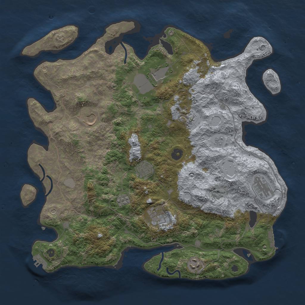 Rust Map: Procedural Map, Size: 4000, Seed: 1881714713, 17 Monuments
