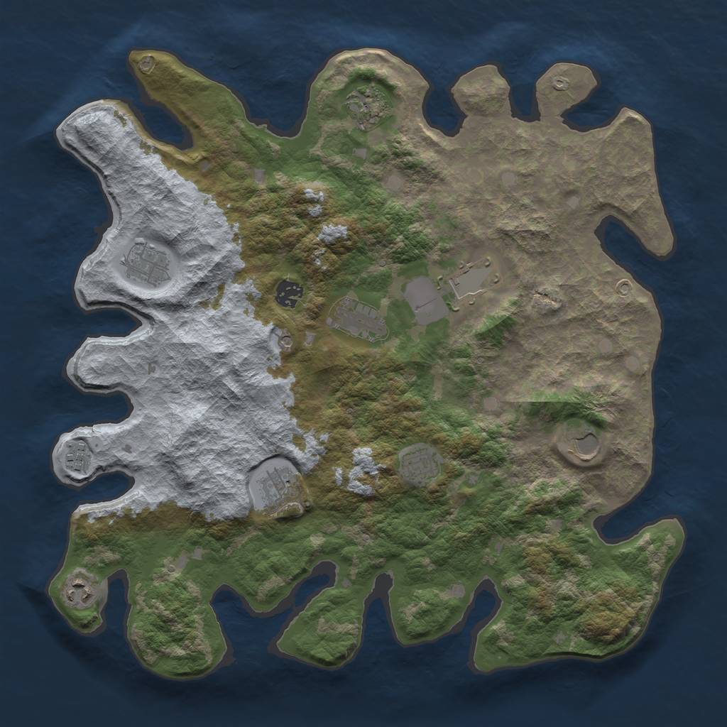 Rust Map: Barren, Size: 4000, Seed: 618230336, 13 Monuments