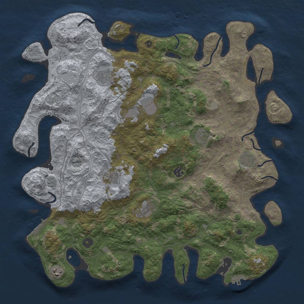 Rust Map: Procedural Map, Size: 4500, Seed: 545454, 16 Monuments