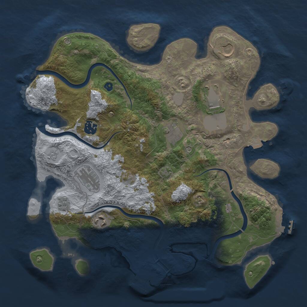 Rust Map: Procedural Map, Size: 3500, Seed: 371747281, 13 Monuments