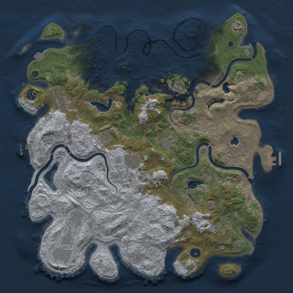 Rust Map: Procedural Map, Size: 4500, Seed: 6589, 16 Monuments