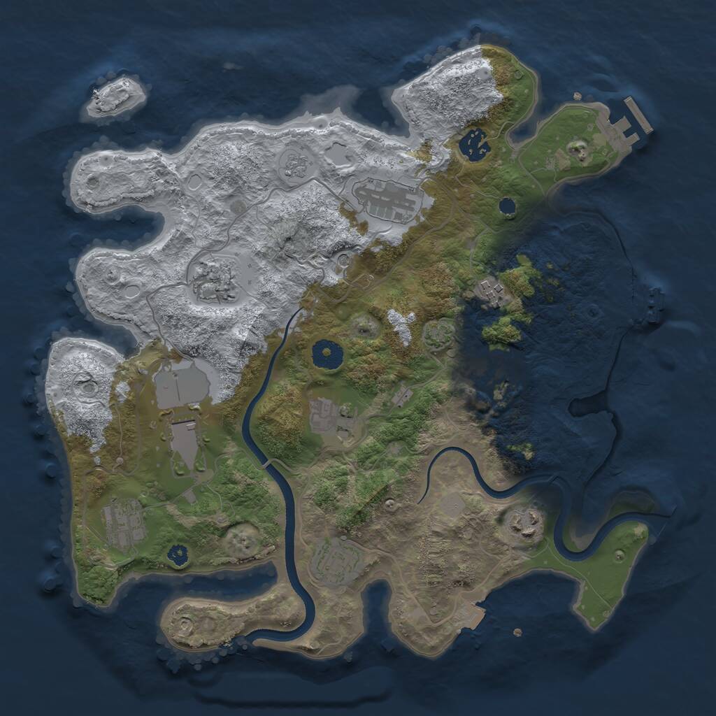 Rust Map: Procedural Map, Size: 3500, Seed: 741582, 16 Monuments