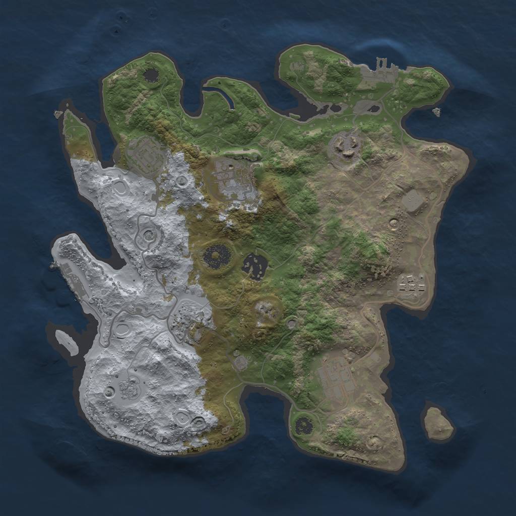 Rust Map: Procedural Map, Size: 3000, Seed: 808570771, 14 Monuments