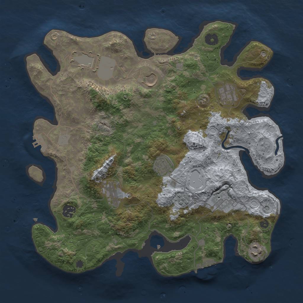 Rust Map: Procedural Map, Size: 3500, Seed: 53721, 16 Monuments