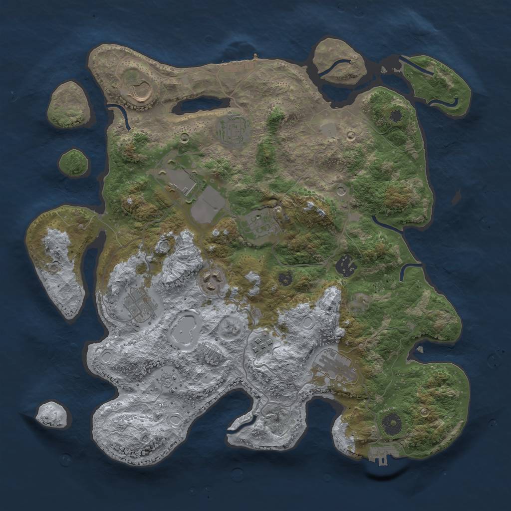 Rust Map: Procedural Map, Size: 3700, Seed: 1321, 18 Monuments