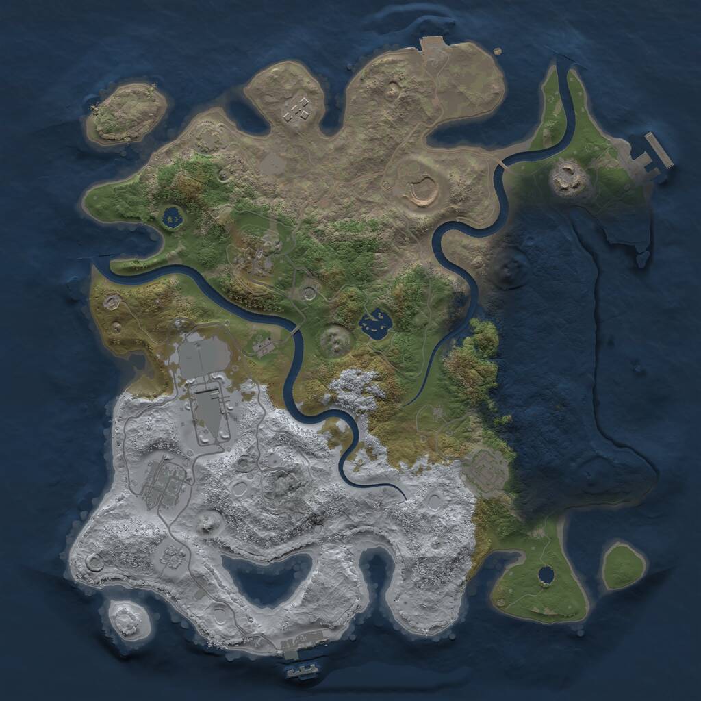 Rust Map: Procedural Map, Size: 3500, Seed: 1343156036, 14 Monuments