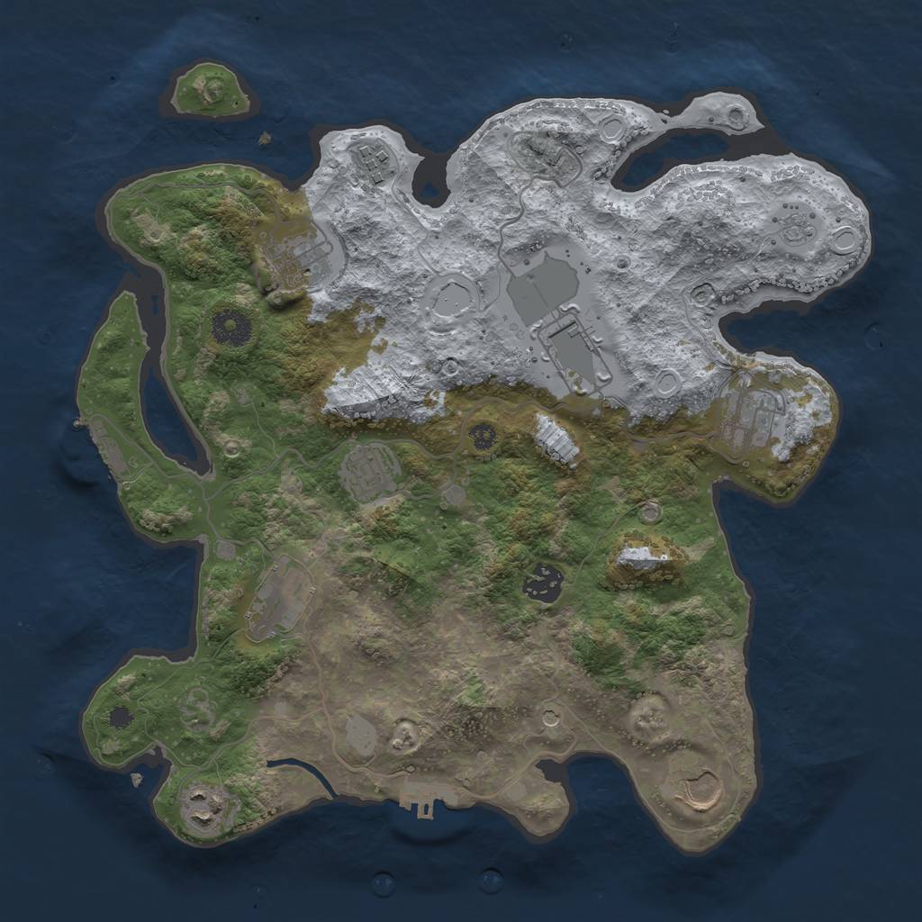 Rust Map: Procedural Map, Size: 3500, Seed: 64561485, 18 Monuments