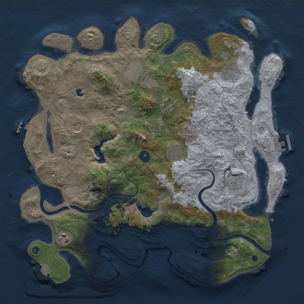 Rust Map: Procedural Map, Size: 4000, Seed: 349568915, 14 Monuments