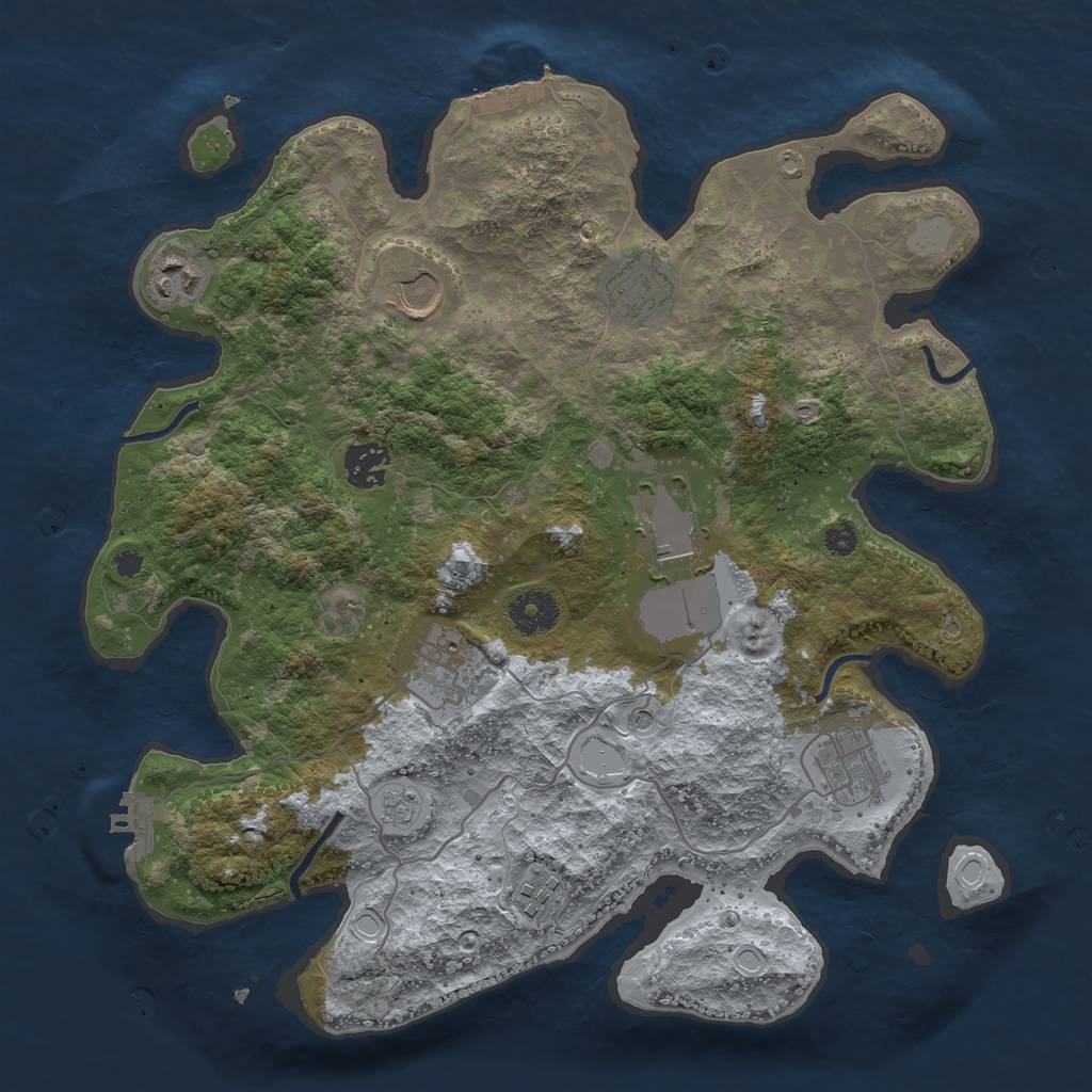 Rust Map: Procedural Map, Size: 3500, Seed: 1235976661, 17 Monuments