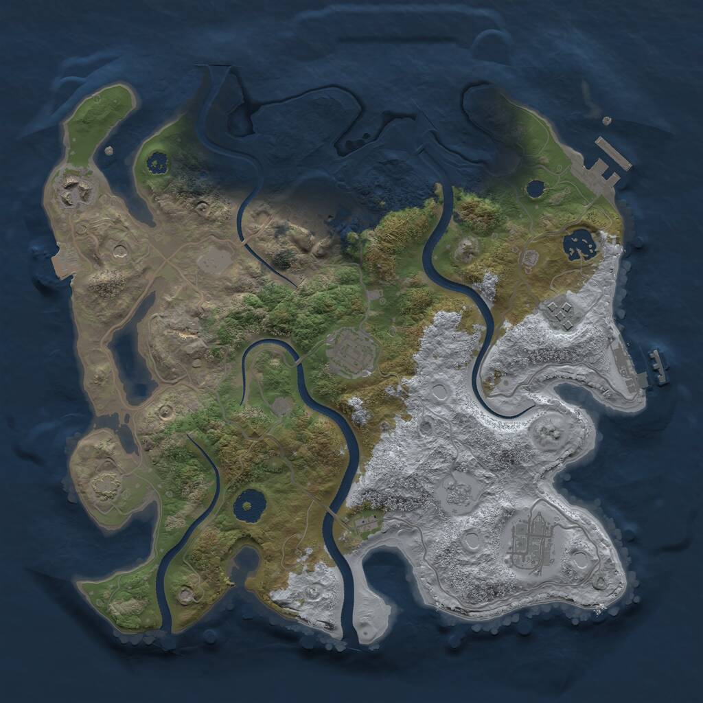 Rust Map: Procedural Map, Size: 3250, Seed: 6830410, 12 Monuments