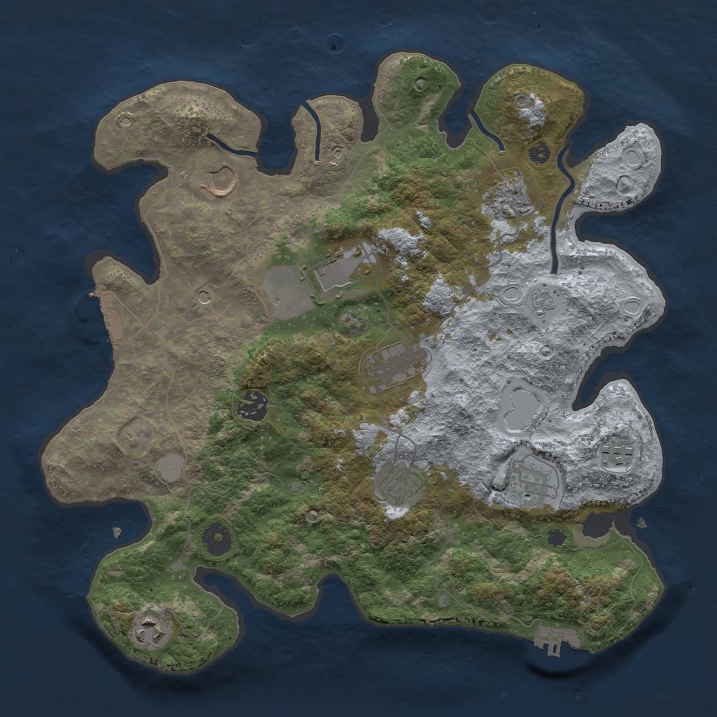 Rust Map: Procedural Map, Size: 3500, Seed: 465, 16 Monuments