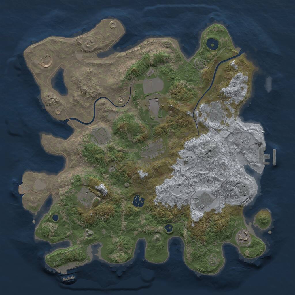 Rust Map: Procedural Map, Size: 3750, Seed: 1323964820, 16 Monuments
