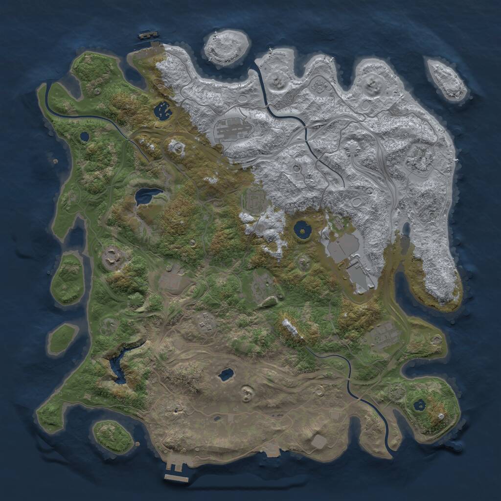 Rust Map: Procedural Map, Size: 4250, Seed: 437986551, 16 Monuments