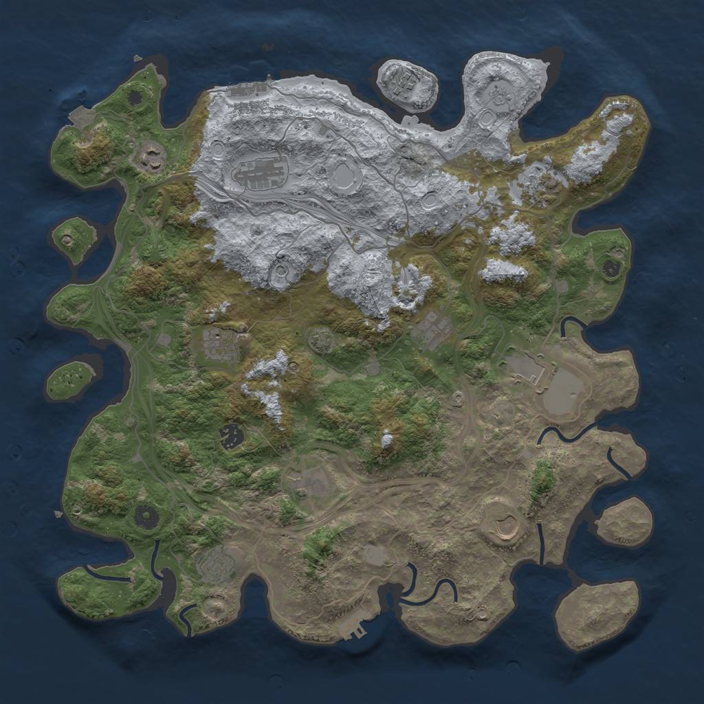 Rust Map: Procedural Map, Size: 4250, Seed: 491253241, 19 Monuments