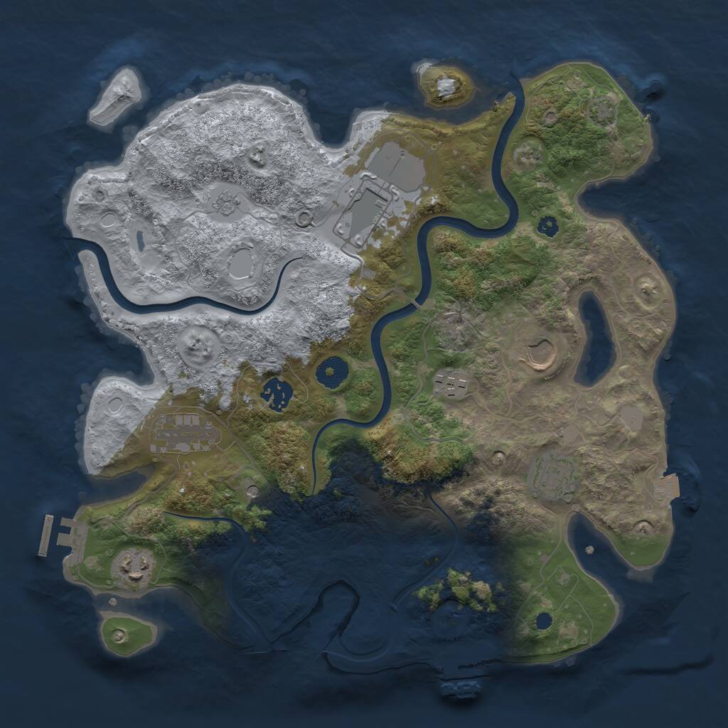 Rust Map: Procedural Map, Size: 3500, Seed: 914740593, 13 Monuments