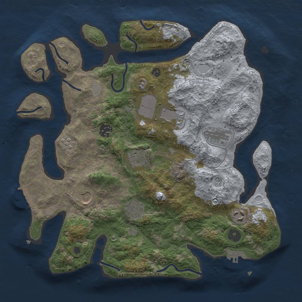 Rust Map: Procedural Map, Size: 3500, Seed: 21474800, 15 Monuments