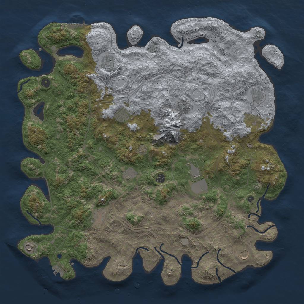 Rust Map: Procedural Map, Size: 5000, Seed: 217812211, 18 Monuments