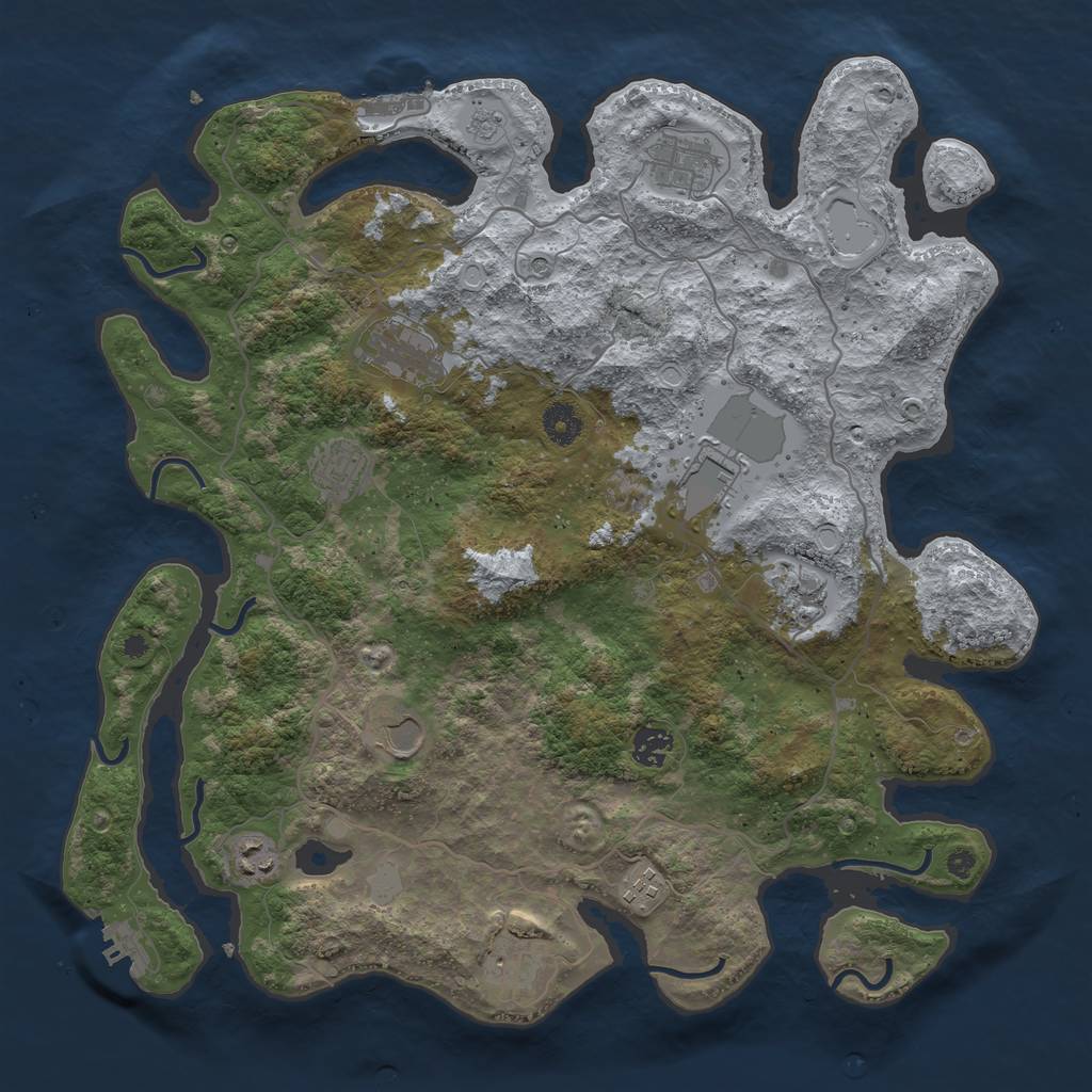 Rust Map: Procedural Map, Size: 4000, Seed: 1179582163, 19 Monuments
