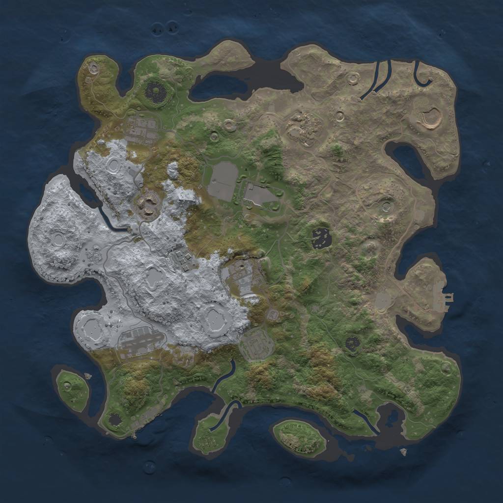 Rust Map: Procedural Map, Size: 3500, Seed: 1150898393, 19 Monuments