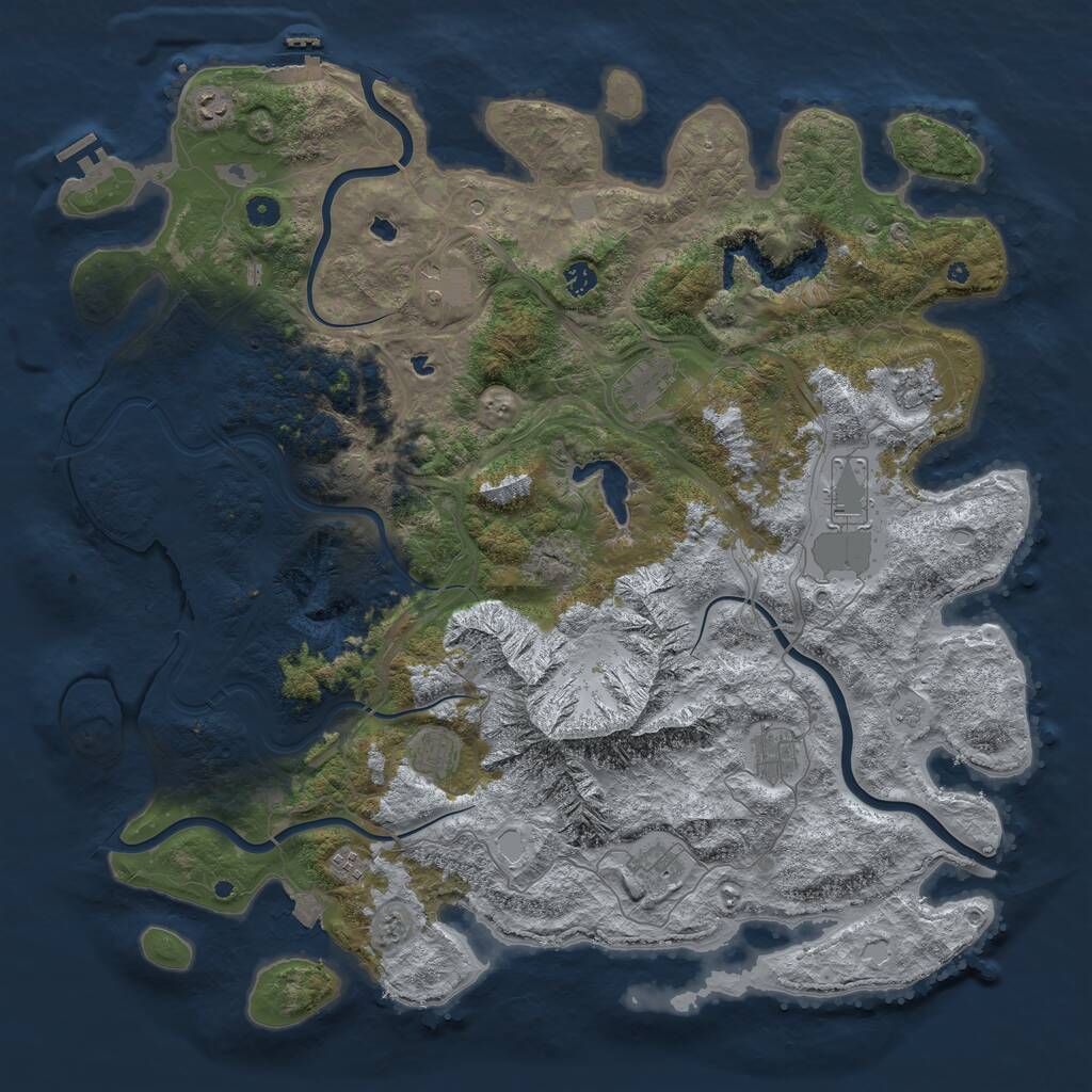 Rust Map: Procedural Map, Size: 5000, Seed: 2040597739, 16 Monuments