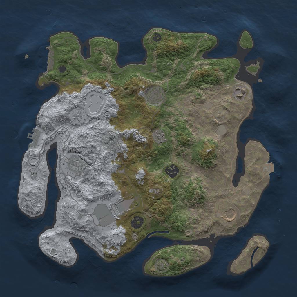 Rust Map: Procedural Map, Size: 3500, Seed: 955870931, 15 Monuments