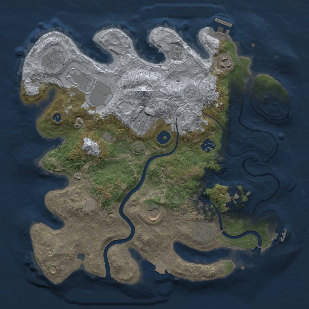 Rust Map: Procedural Map, Size: 3500, Seed: 286129669, 14 Monuments
