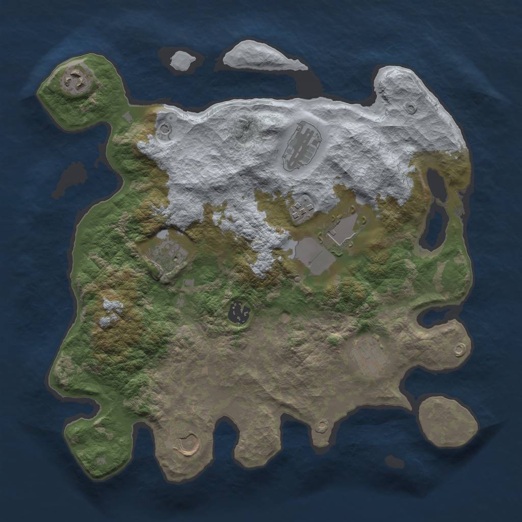 Rust Map: Barren, Size: 3500, Seed: 1400353708, 11 Monuments