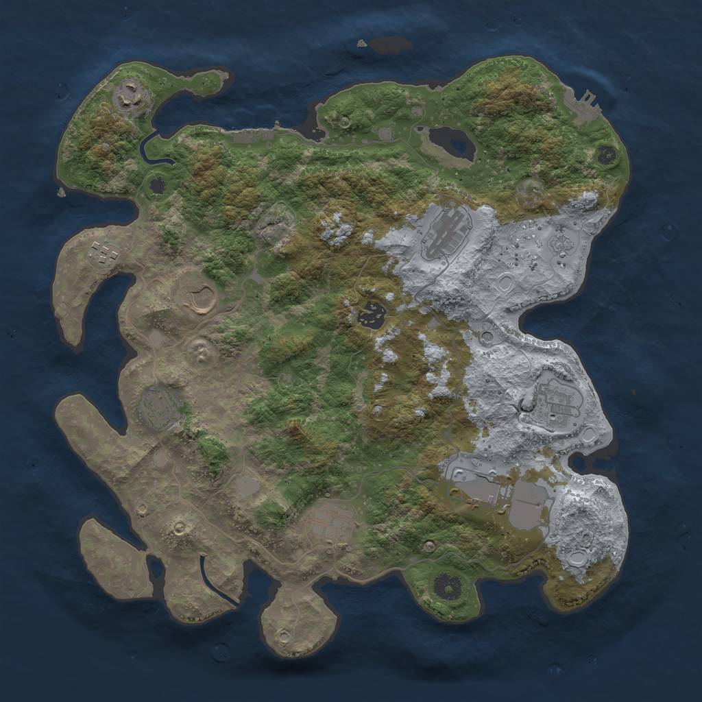 Rust Map: Procedural Map, Size: 3800, Seed: 1878854882, 18 Monuments