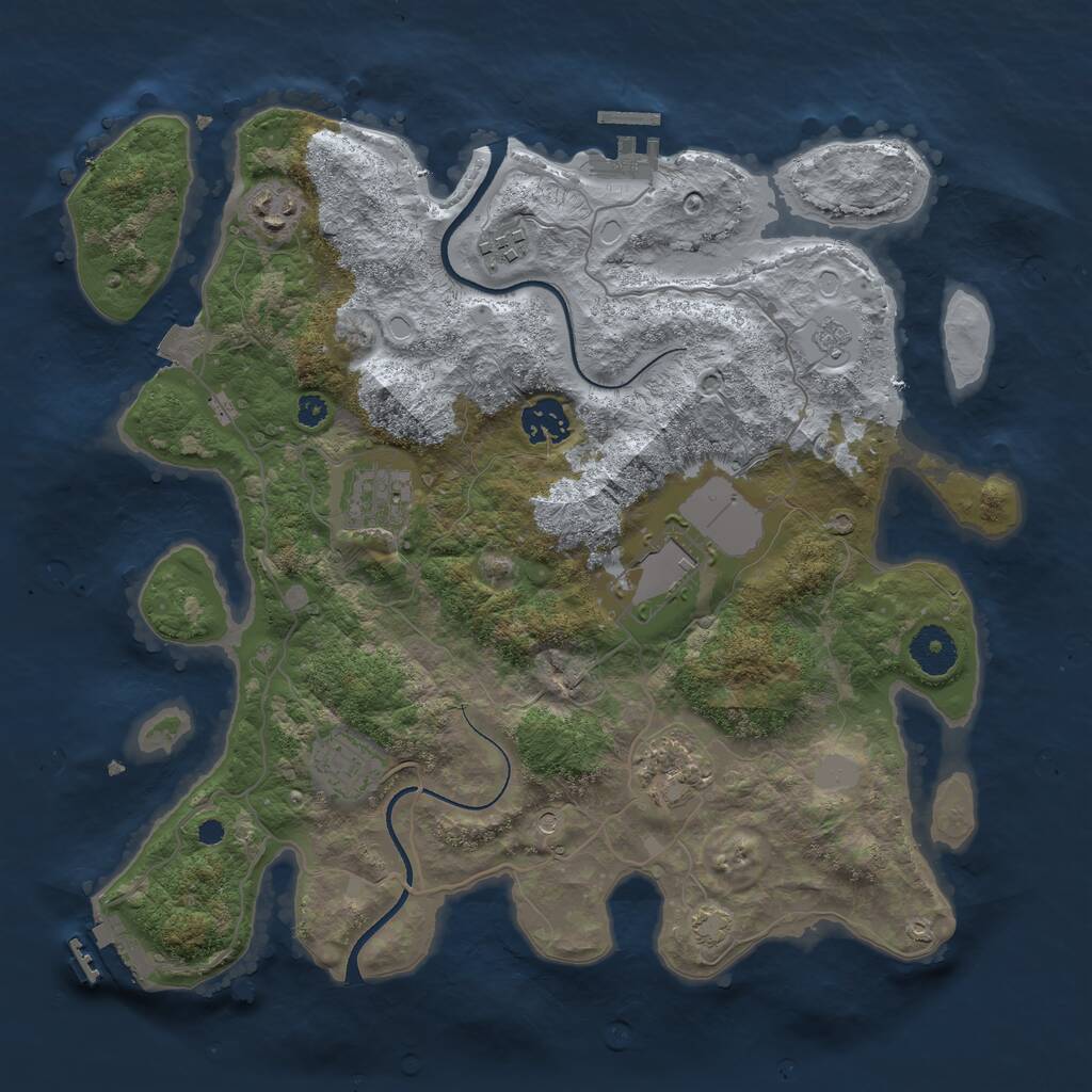 Rust Map: Procedural Map, Size: 3500, Seed: 546456, 13 Monuments