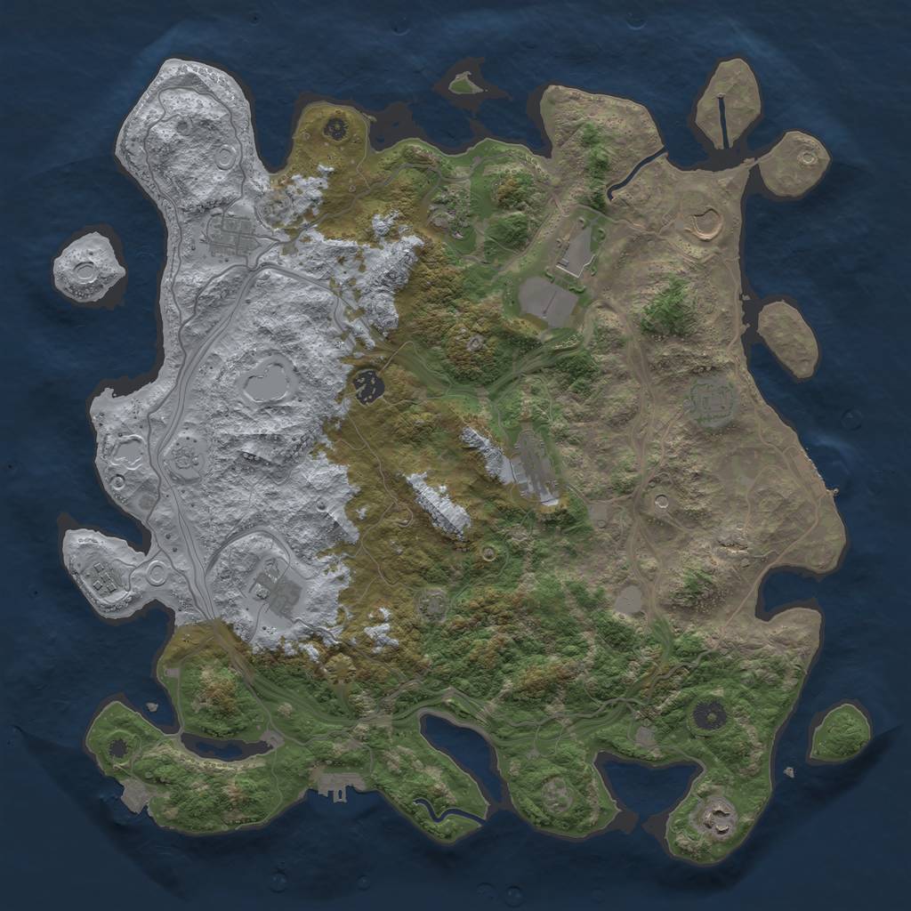 Rust Map: Procedural Map, Size: 4300, Seed: 765402134, 18 Monuments