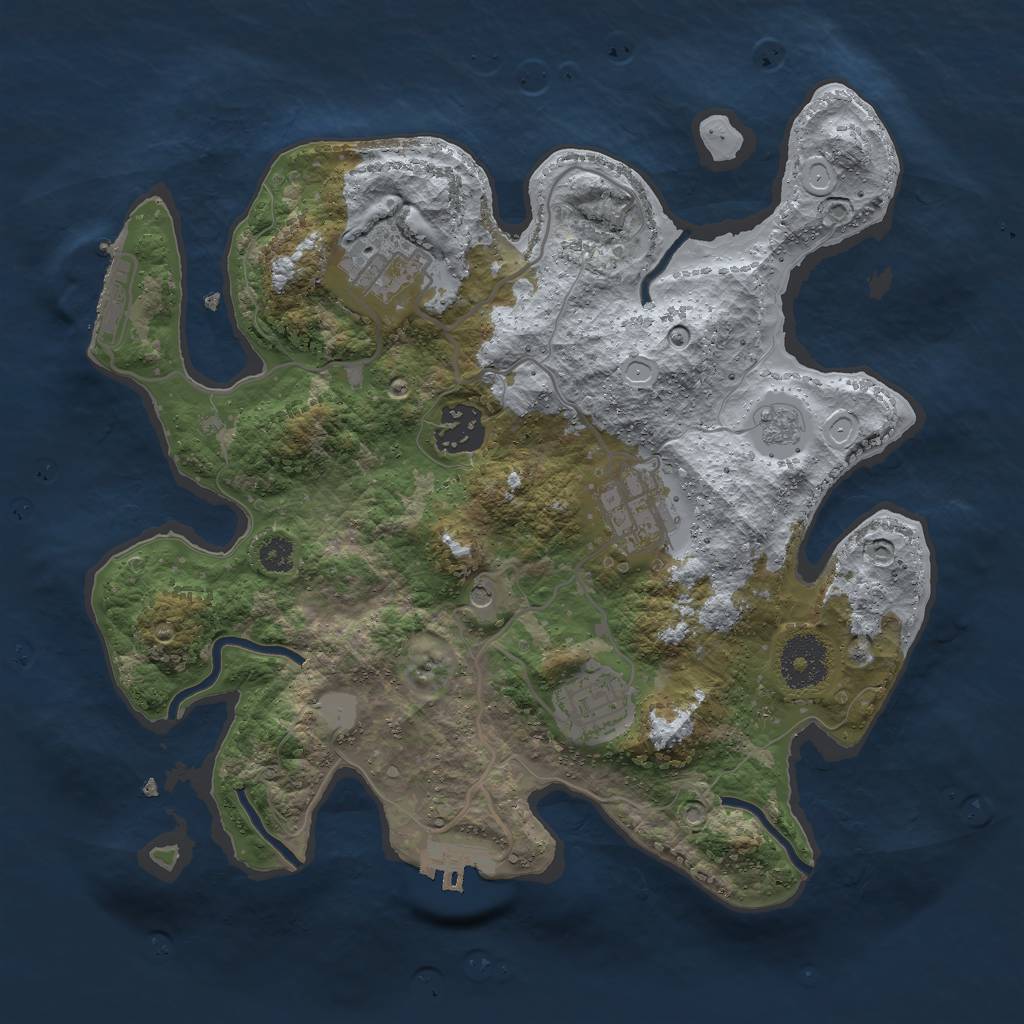 Rust Map: Procedural Map, Size: 3000, Seed: 286695007, 11 Monuments