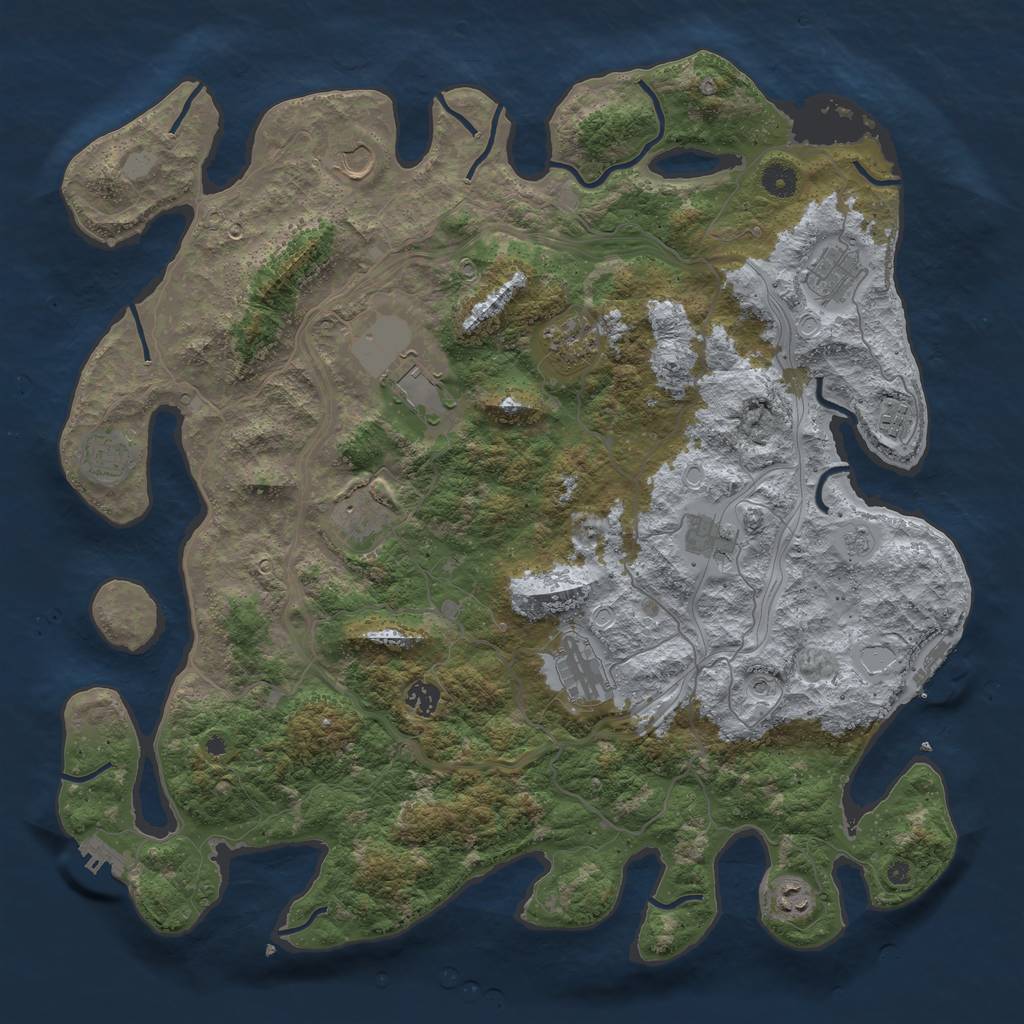 Rust Map: Procedural Map, Size: 4500, Seed: 2093499332, 20 Monuments