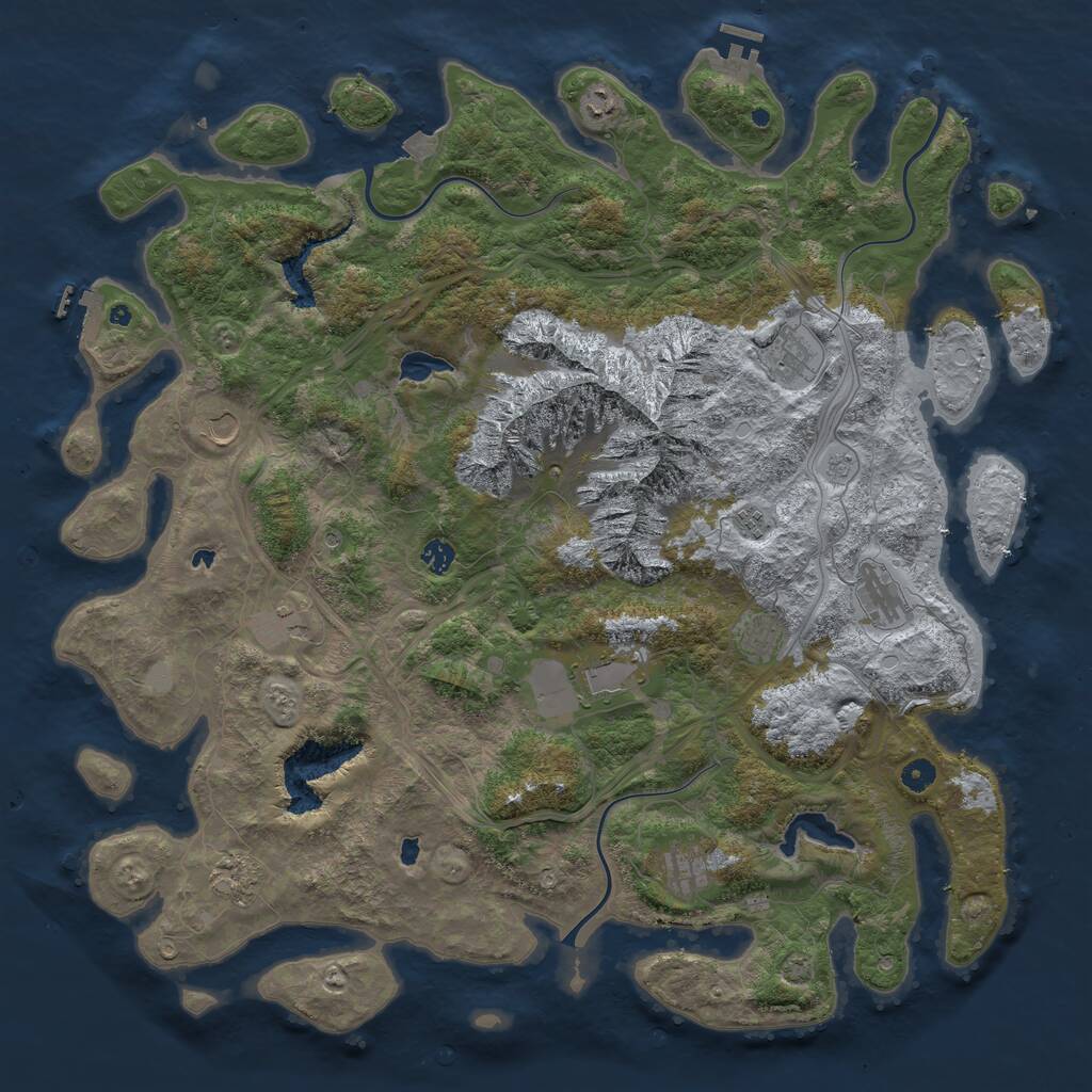 Rust Map: Procedural Map, Size: 5000, Seed: 764254830, 17 Monuments