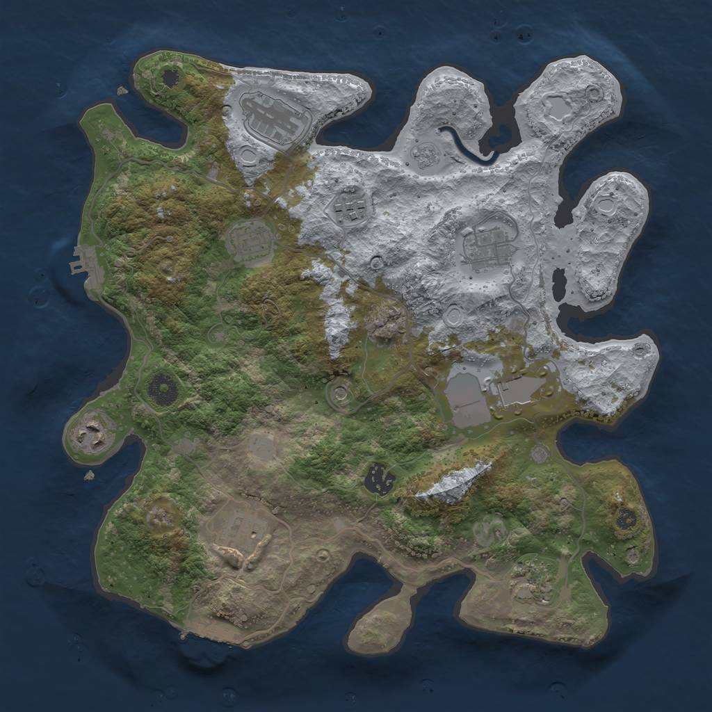 Rust Map: Procedural Map, Size: 3500, Seed: 813261682, 18 Monuments