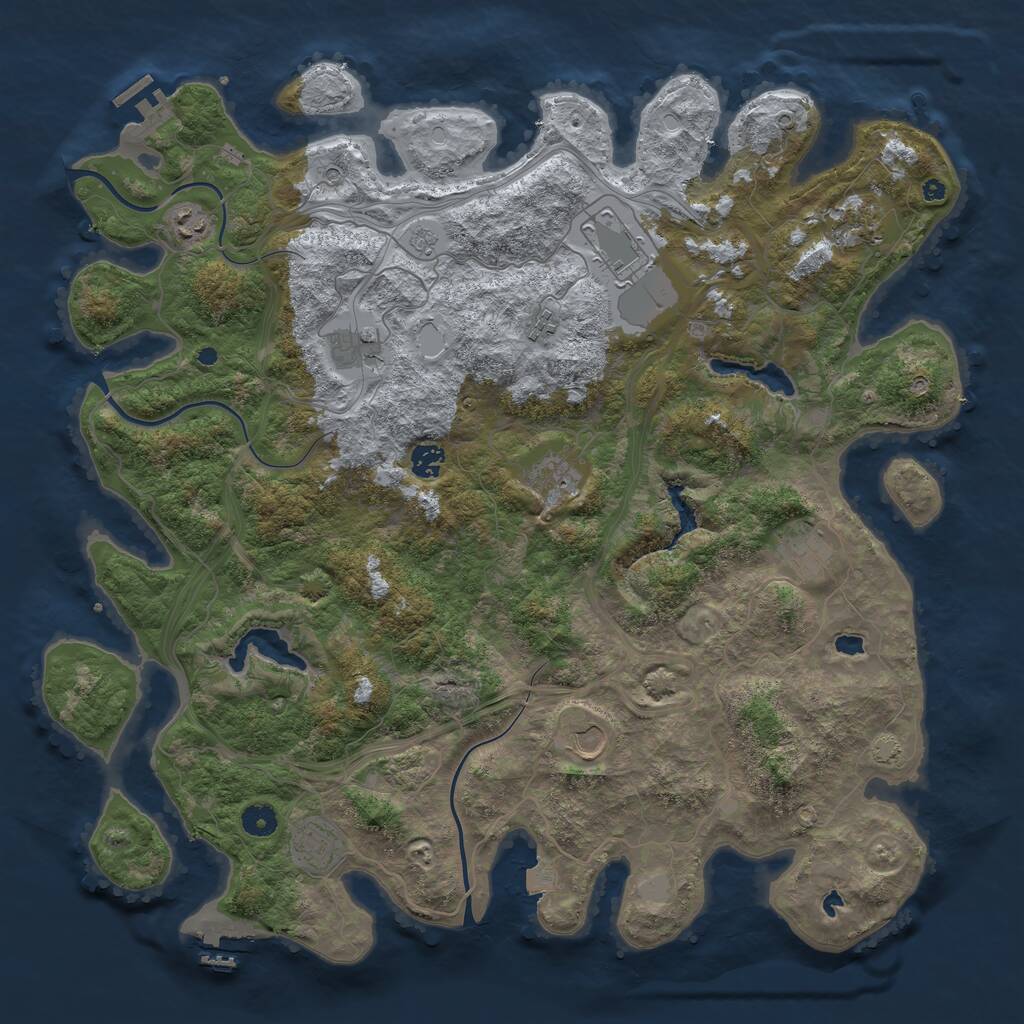 Rust Map: Procedural Map, Size: 4500, Seed: 1169383680, 16 Monuments