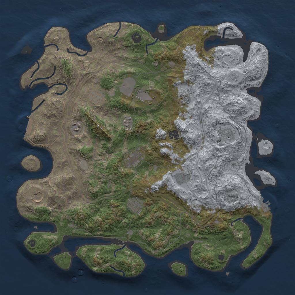 Rust Map: Procedural Map, Size: 4300, Seed: 1180534082, 20 Monuments